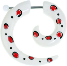 Curled White With Red Spots - Fejkpiercing