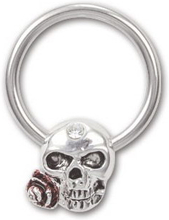 Skull and Rose BCR Piercing - 1.6 x 14 mm