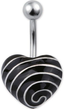 Heart With Silver Stripes Navelpiercing - Svart