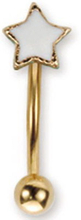 Guldfärgad ögonbrynspiercing med Vit Stjärna - 1.2 x 8 mm