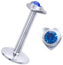 Labret with Heart and Blue Stone - Strl 1.2 x 8 mm