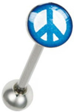 Peace in White & Blue - Tungepiercing