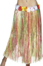 Flerfärgad Lång Hawaii-Kjol med Blomsterkant Runt Midjan