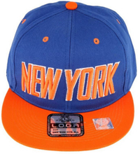New York Snapback med Platt Skärm – Blå/Orange (Keps)