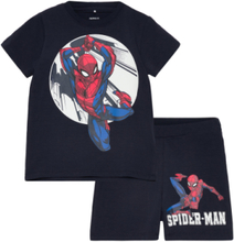 Nmmnow Spiderman Ss Nightset Noos Mar Pyjamas Sett Marineblå Name It*Betinget Tilbud