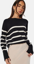 Pieces Sia LS Knit Pullover Black Stripe: White XS
