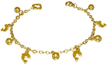 Guldfärgat Armband med Hängande Kulor och Delfiner