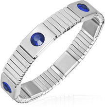 Silverfärgat Stretch Armband med Blå Runda Stenar