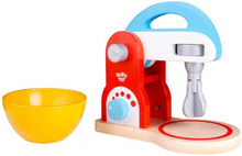 Tooky Toy mixer junior 20 cm hout rood/blauw/wit/geel 2-delig