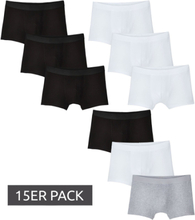 15er Pack ENRICO MORI Herren Boxershorts im Retro-Stil Baumwoll-Shorts Schwarz, Weiß oder im Mix Schwarz/Weiß/Grau