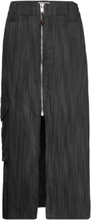 Drapey Stripe Suiting Maxi Skirt Langt Skjørt Svart Ganni*Betinget Tilbud