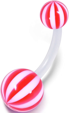 Candy Stripes - Rosa och Vit Navelpiercing av Bioplast