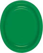 8 st Gröna Ovala Papptallrikar/Serveringsfat 31x25 cm