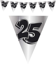 4 meter Lång Silverfärgad Banderoll med Talet 25