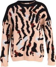 Chloe Printed Chunky Knit Sweater in Multicolor Cashmere