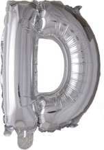 Bokstaven D - Sølvfarget 35 cm Liten Folieballong