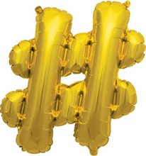 #-Hashtag Tecknet - Guldfärgad Folieballong för Luft 86 cm