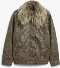 Faux leather bomber jacket - Beige