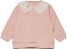Sweatshirt Collar Embroidery A Tops Sweatshirts & Hoodies Sweatshirts Pink Lindex