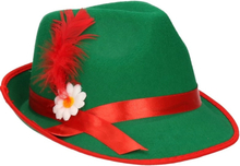 Carnaval Tiroler jagershoed gleufhoedje groen/rood voor dames/heren/volwassenen