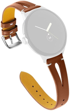 Google Pixel Watch genuine leather watch strap with silver connector - Brown