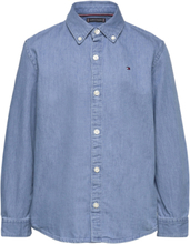 Denim Chambray Shirt L/S Tops Shirts Long-sleeved Shirts Blue Tommy Hilfiger
