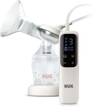 NUK Soft & Easy elektrisk enkeltbrystpumpe med genopladeligt batteri og bløde sutter inkl. Perfect Match 150 ml sutteflaske