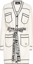 Branded Belted Cardigan Designers Knitwear Cardigans White Karl Lagerfeld