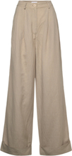 2Nd Mari - Cotton Linen Slub Bottoms Trousers Linen Trousers Beige 2NDDAY