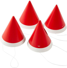 4 stk Røde og Hvite Mini Partyhatter