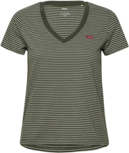 Perfect Vneck Annalise Stripe Tops T-shirts & Tops Short-sleeved Green LEVI´S Women