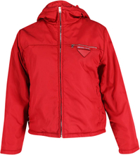 Pre-eide Prada Gabardine-jakke med hette i rød nylon