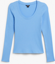 Long sleeve round neck top - Blue