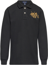 Lunar New Year Triple-Pony Polo Shirt Tops T-shirts Polo Shirts Long-sleeved Polo Shirts Black Ralph Lauren Kids