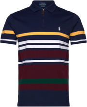 Custom Slim Fit Striped Stretch Mesh Polo Shirt Tops Polos Short-sleeved Navy Polo Ralph Lauren
