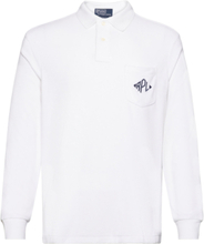 Classic Fit Monogram Terry Polo Shirt Tops Polos Long-sleeved White Polo Ralph Lauren