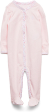 Floral-Trim Footed Coverall Pyjamas Sie Jumpsuit Pink Ralph Lauren Baby
