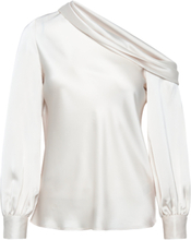 Satin -Shoulder Blouse Tops Blouses Long-sleeved Cream Lauren Ralph Lauren