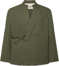 Akjesper Kimono Overshirt Tops Overshirts Khaki Green Anerkjendt