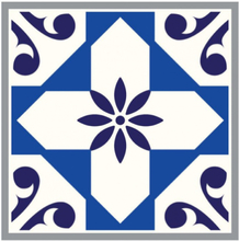 Walplus muursticker Morocco 10 x 10 pvc blauw/wit 24 stuks
