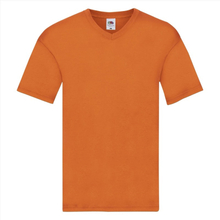 Set van 2x stuks basic V-hals katoenen t-shirt oranje voor heren, maat: 2XL (EU 56)