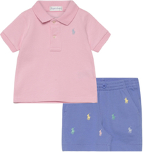 Mesh Polo Shirt & Short Set Sets Sets With Short-sleeved T-shirt Multi/patterned Ralph Lauren Baby