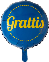 Folieballong Blå/Gul Grattis
