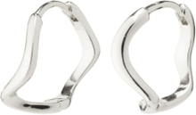 Alberte Organic Shape Hoop Earrings Silver-Plated Accessories Jewellery Earrings Hoops Silver Pilgrim