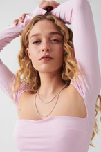 Gina Tricot - Soft touch square neck top - långärmade toppar - Pink - M - Female