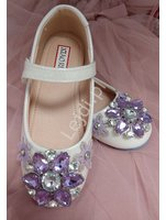 Brokatowe białe buty z kryształkami LK-3