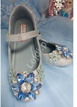 Brokatowe srebrno niebieskie buty dla dziewczynki z kryształkami w stylu wow LK-3