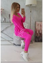 Neonowo różowy komplet 3 częściowy zestaw top,legginsy, kardigan 2021