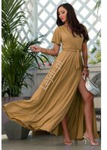 Ciemno złota sukienka brokatowa o wyszczuplającym kroju, elegancka sukienka na wesele, Bella