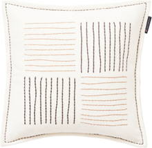 Graphic Recycled Heavy Cotton Twill Pillow Cover Home Textiles Cushions & Blankets Cushion Covers White Lexington Home